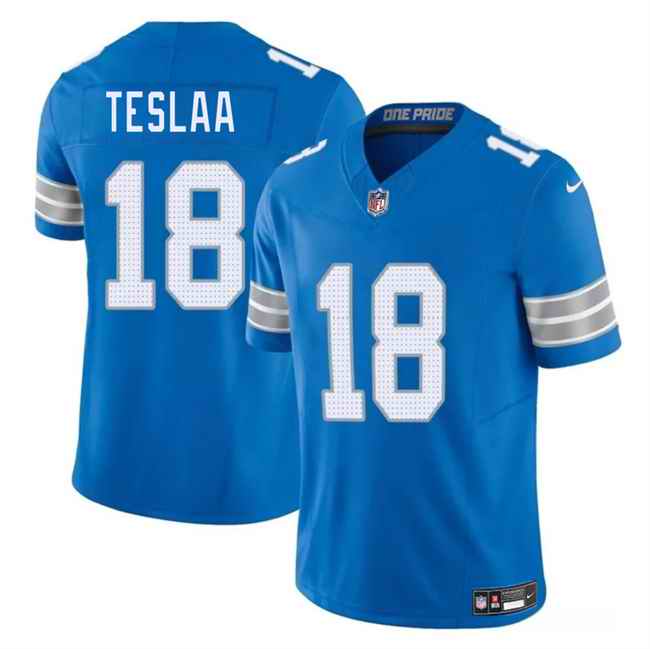 Men's Detroit Lions #18 Isaac TeSlaa Blue 2025 Draft F.U.S.E. Vapor Limited Stitched Jersey